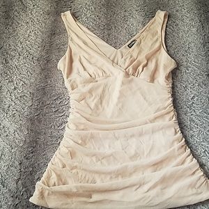 Express Tops - Express ruching top creme colored shimmery Express Tops - Express ruching top creme colored shimmery